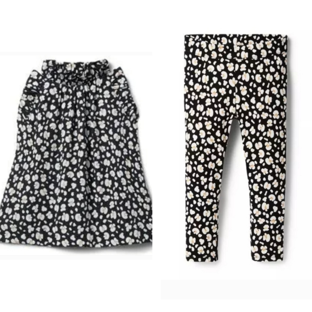 Janie and Jack Black leopard two piece set 2T black animal print